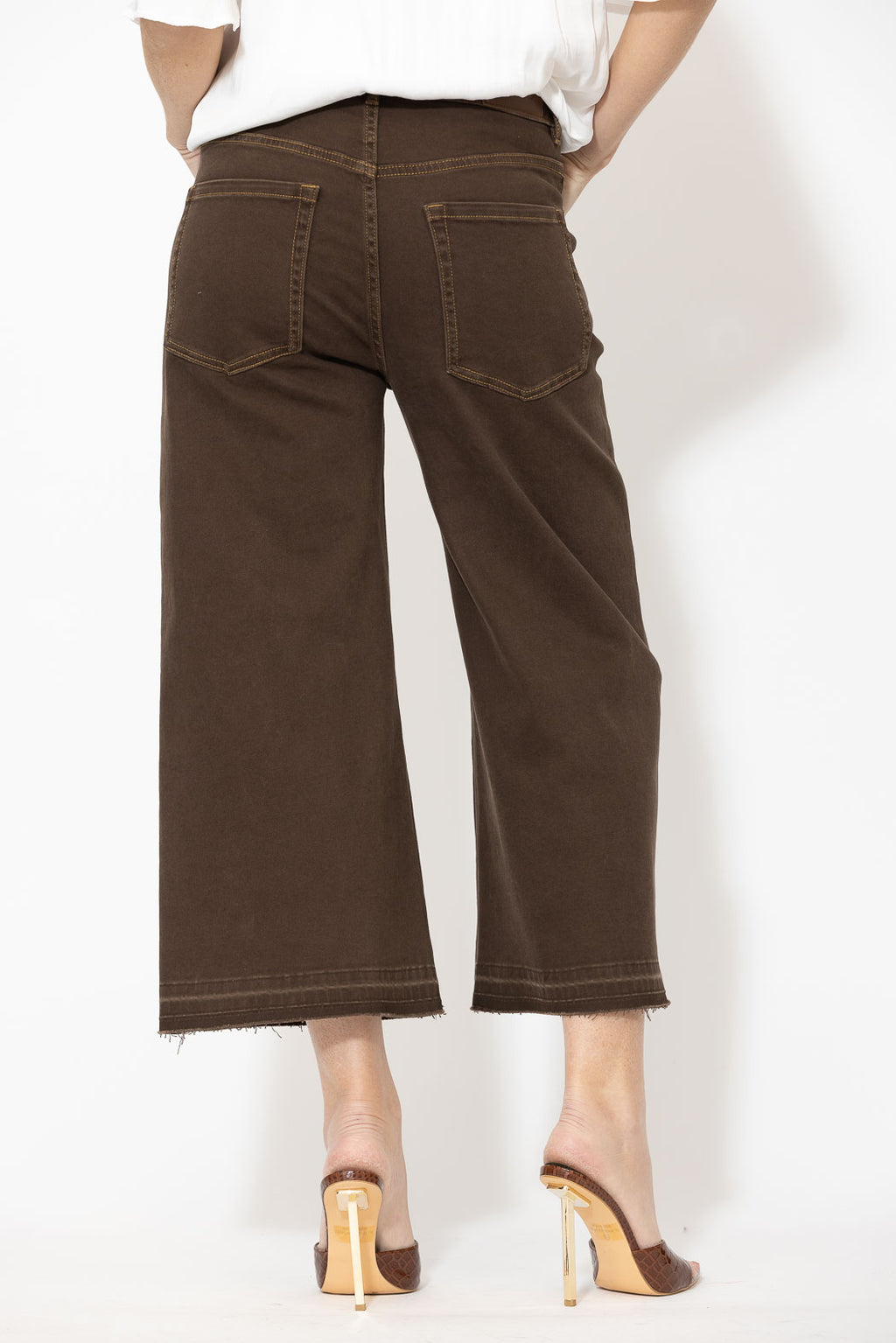 Chocolate Button Front Crop Jean