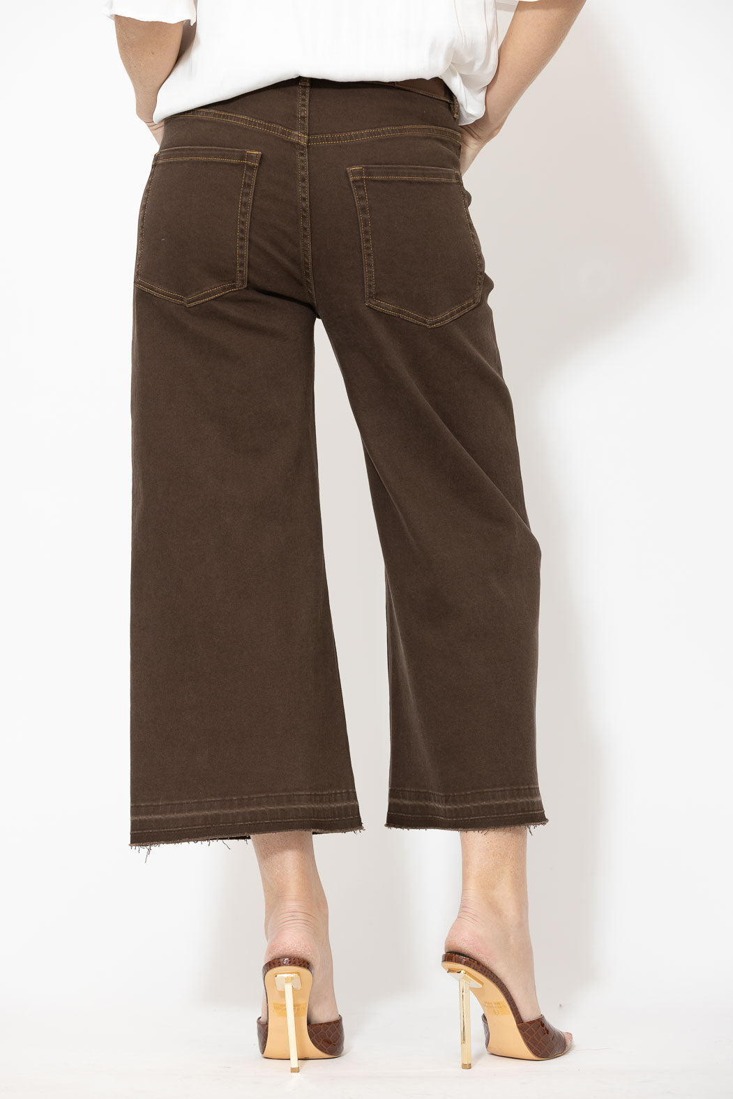 Chocolate Button Front Crop Jean