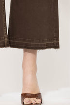 Chocolate Button Front Crop Jean