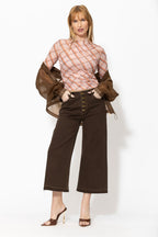 Chocolate Button Front Crop Jean