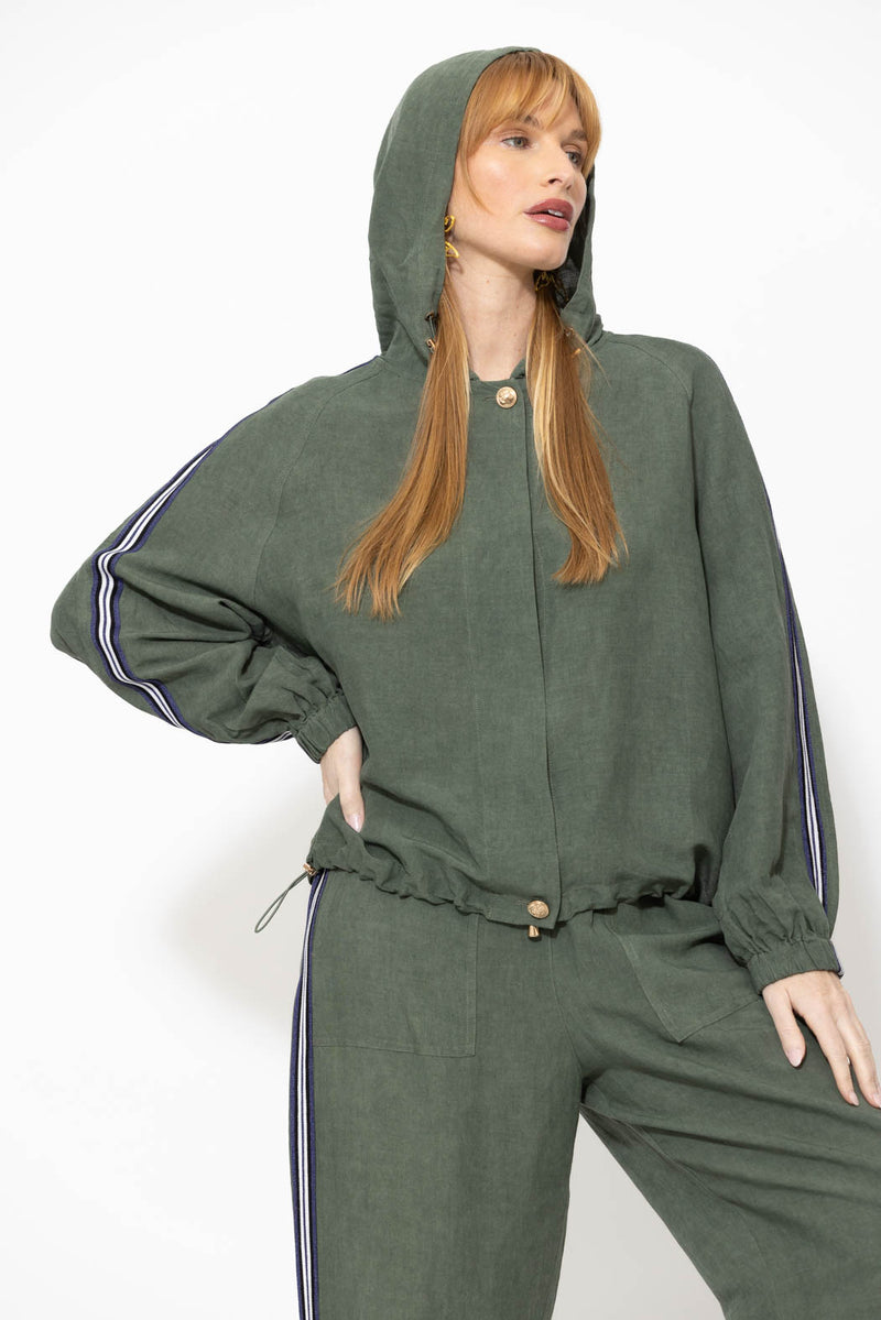Sage Washed Linen Hooded Jacket
