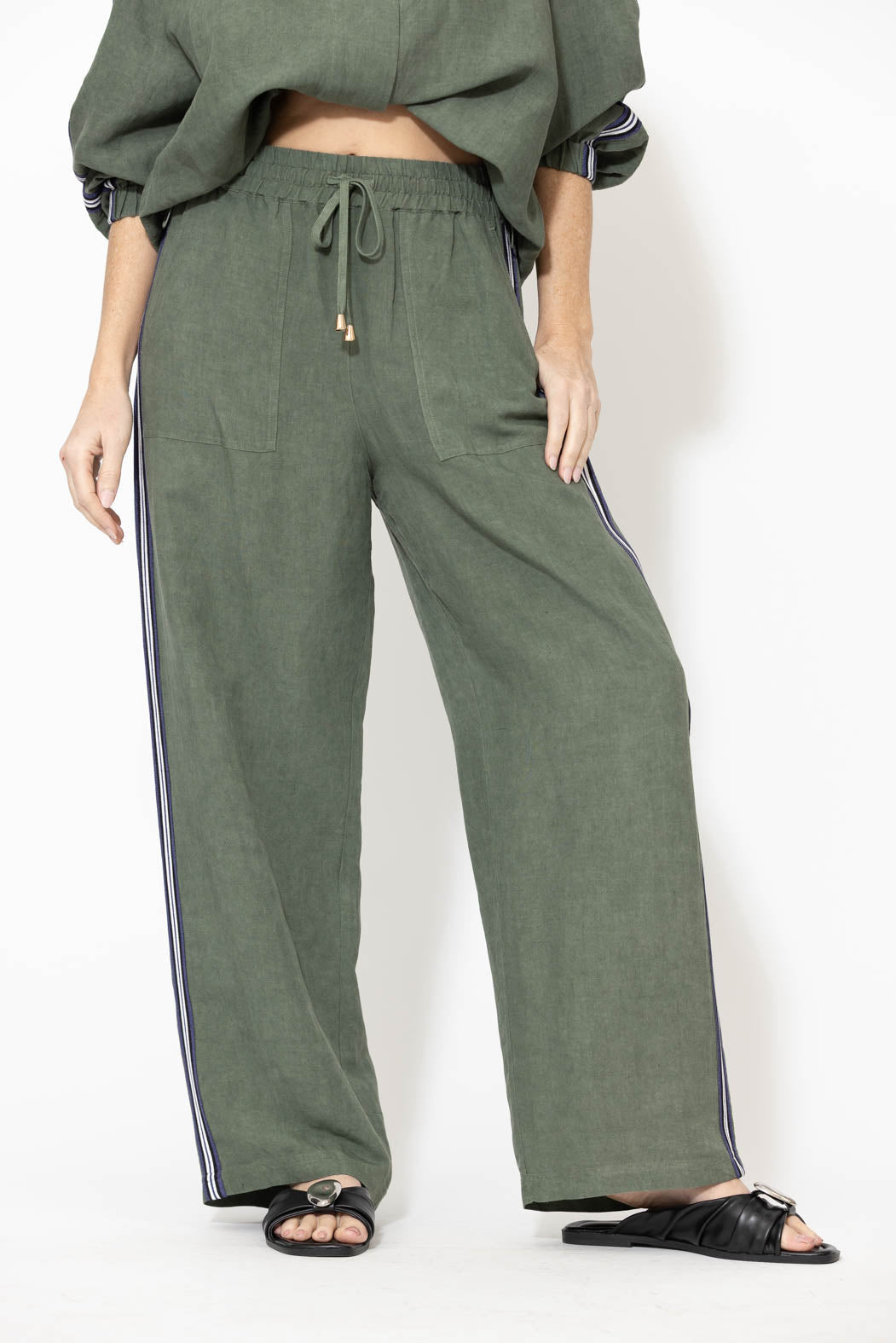 Sage Washed Linen Drawstring Pant