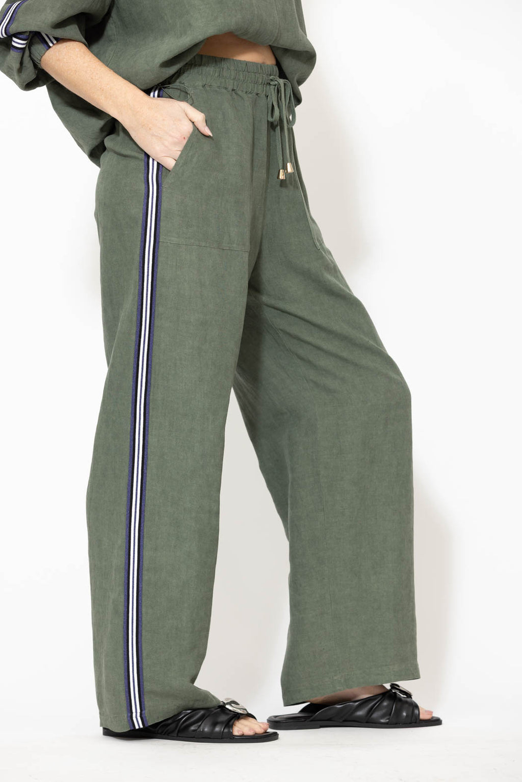 Sage Washed Linen Drawstring Pant
