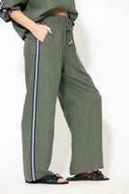 Sage Washed Linen Drawstring Pant