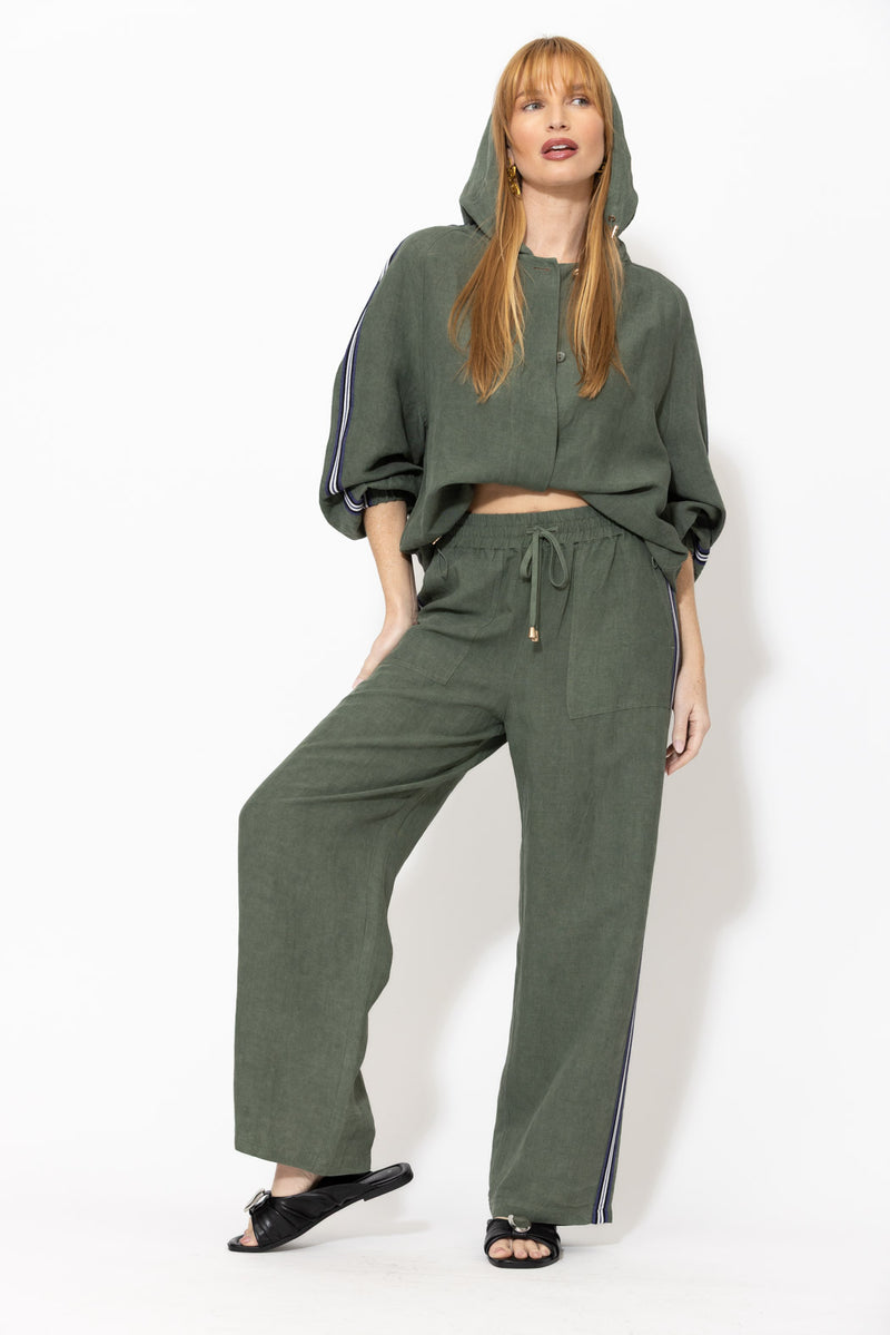Sage Washed Linen Drawstring Pant