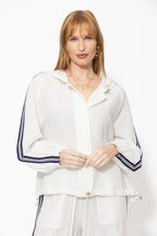 White Washed Linen Hooded Jacket
