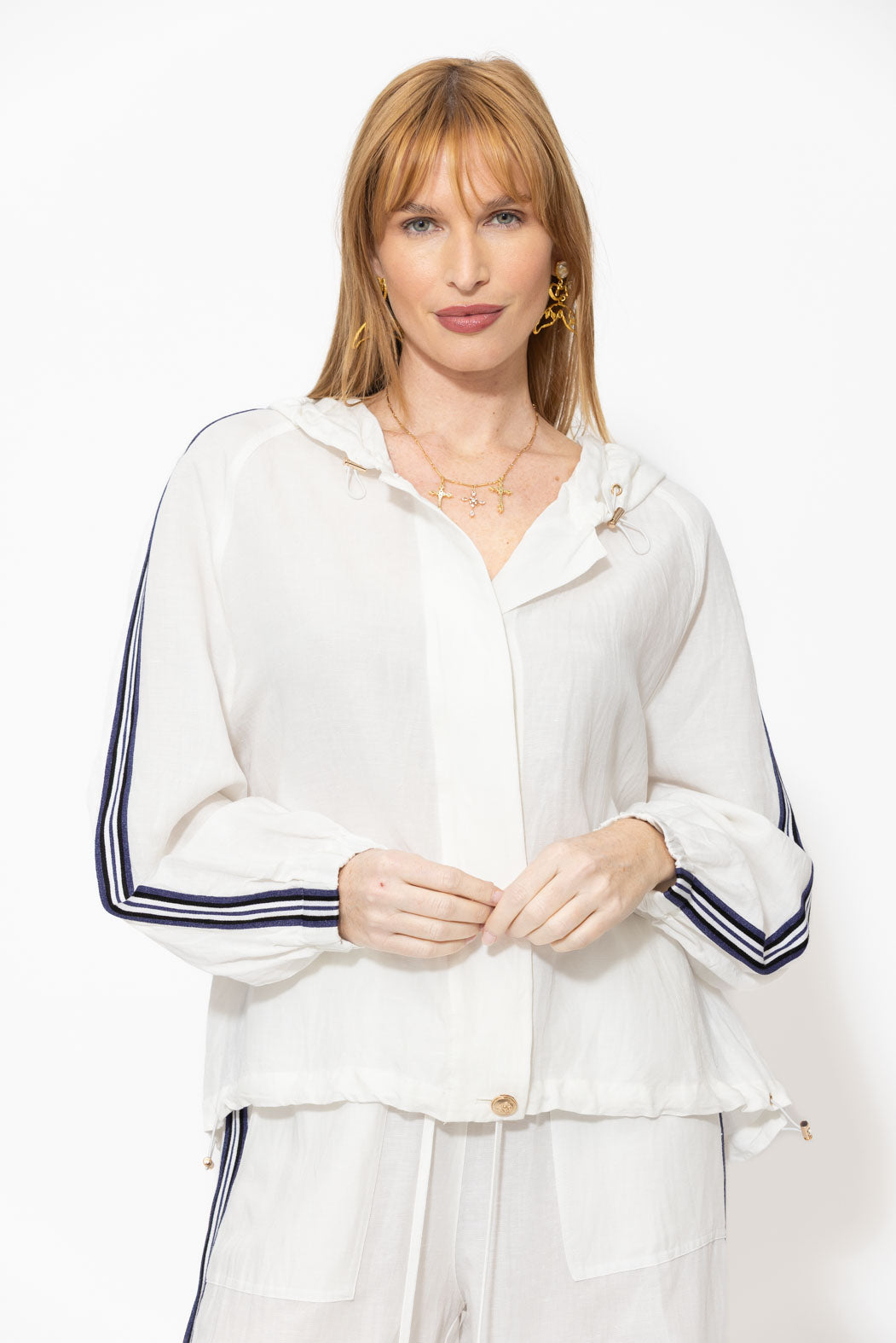 White Washed Linen Hooded Jacket