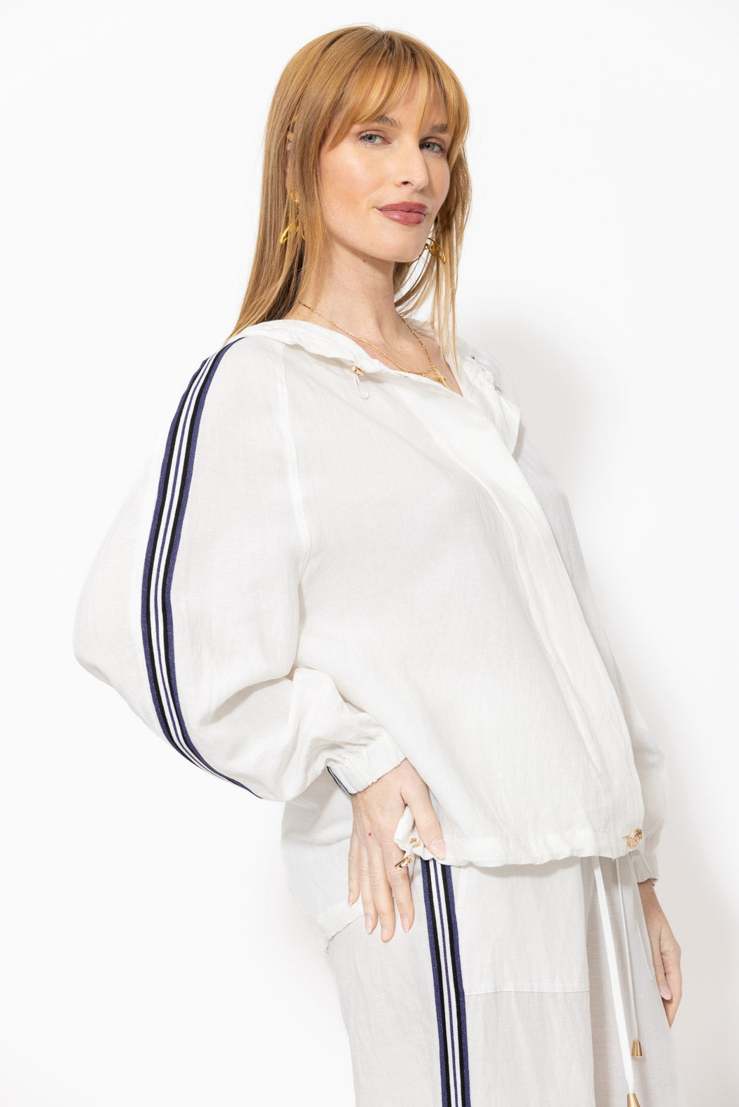 White Washed Linen Hooded Jacket