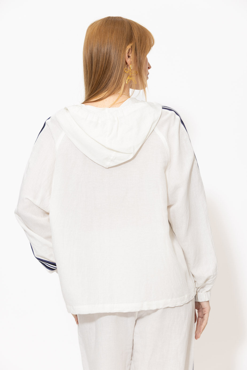 White Washed Linen Hooded Jacket