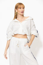 White Washed Linen Hooded Jacket