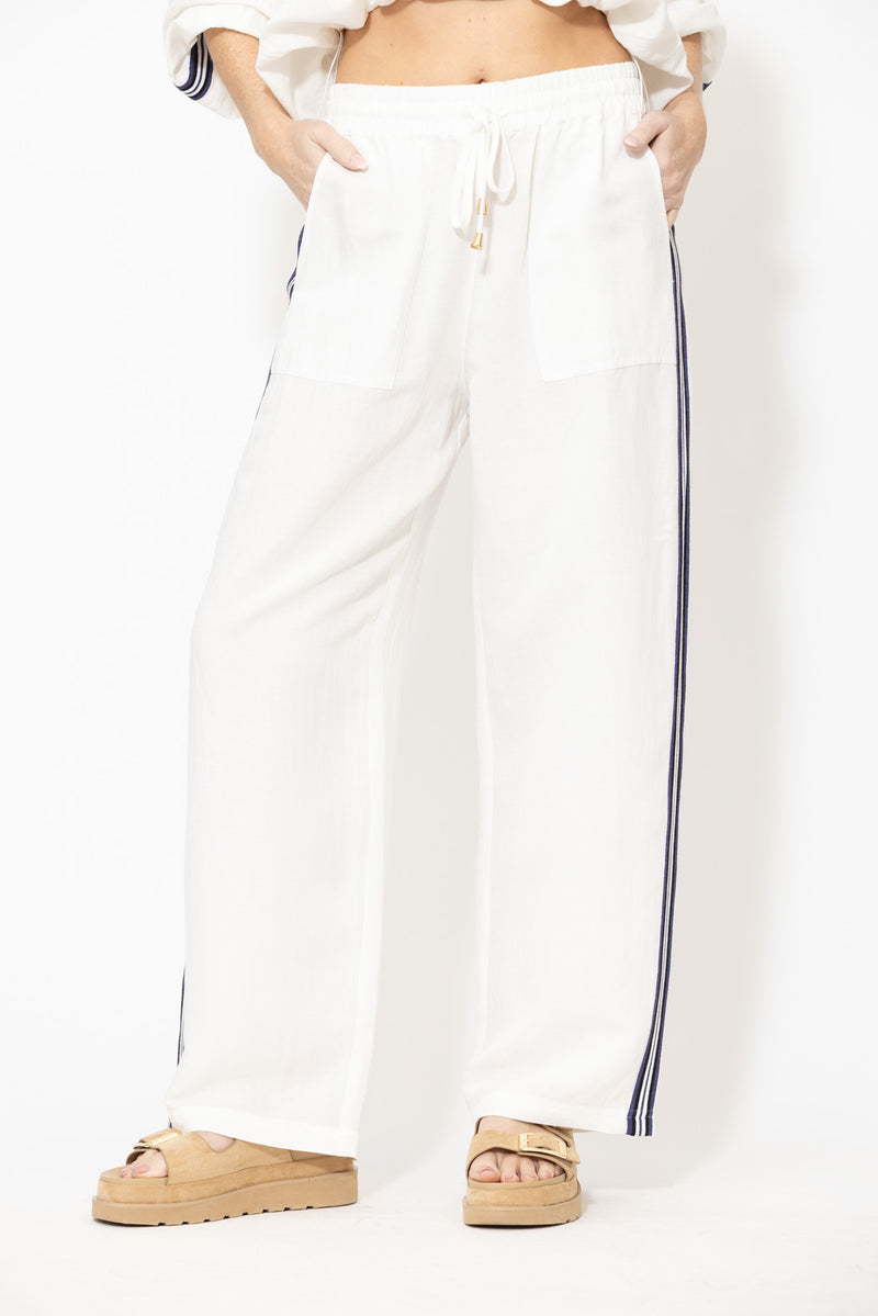 White Washed Linen Drawstring Pant