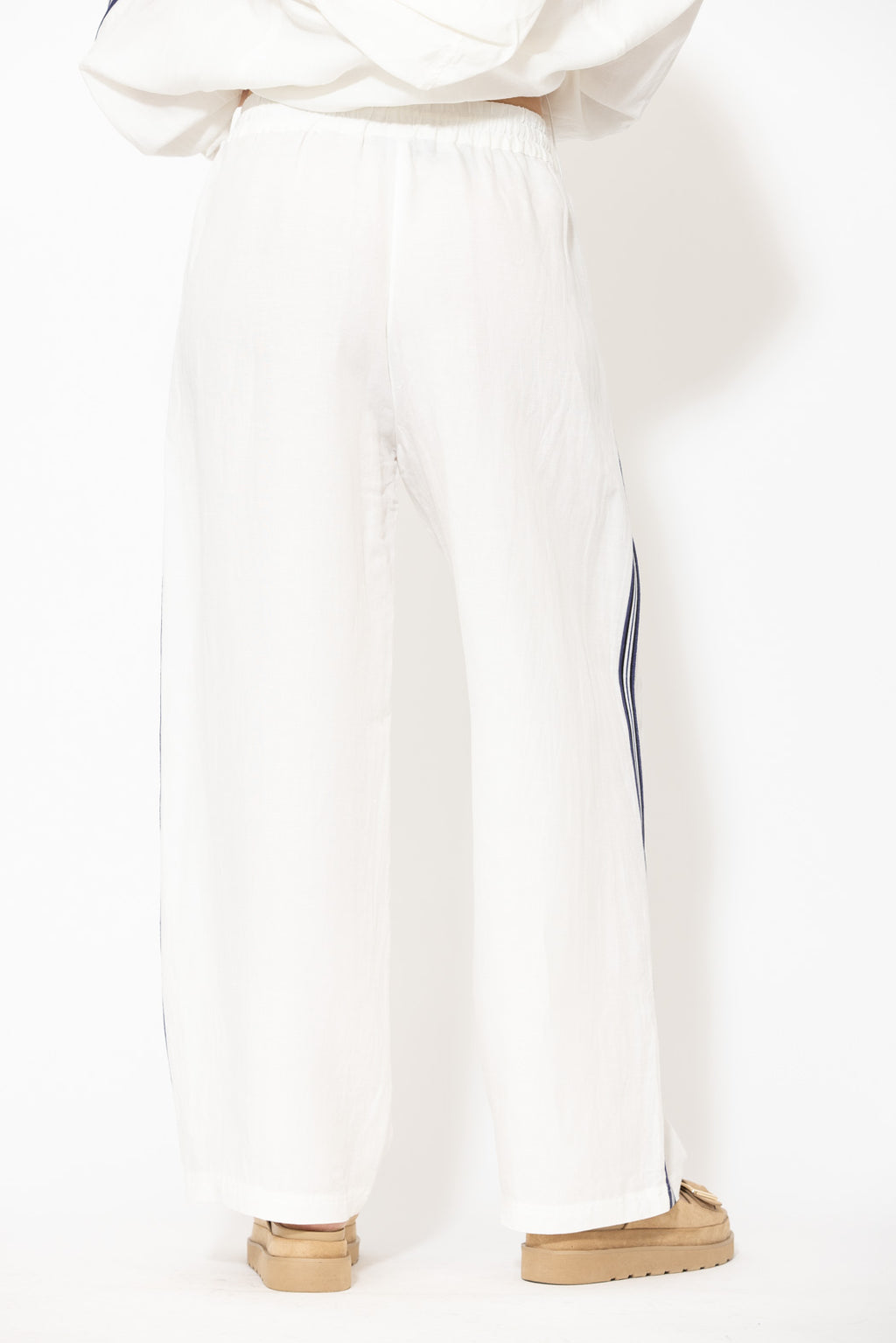 White Washed Linen Drawstring Pant
