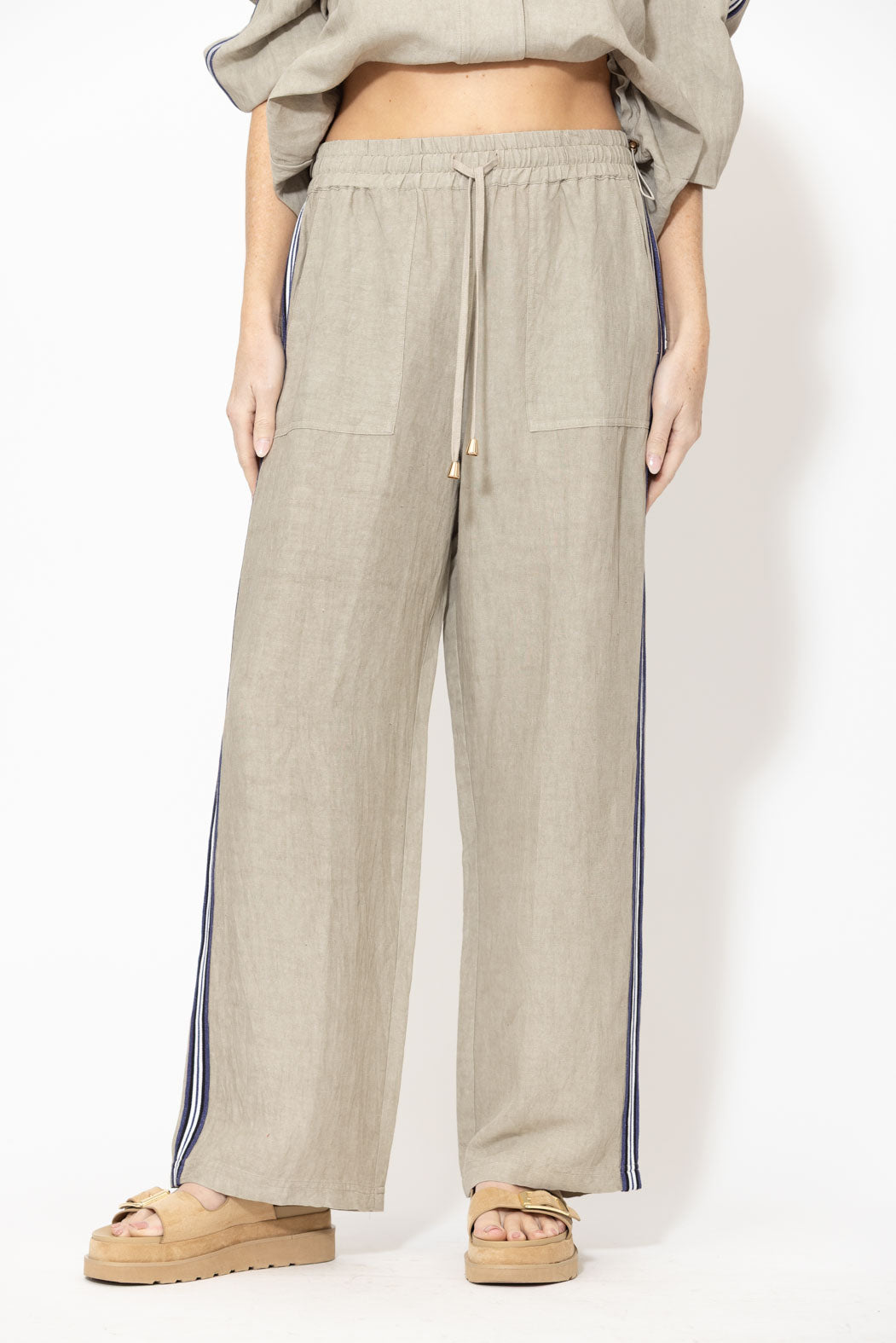 Natural Washed Linen Drawstring Pant