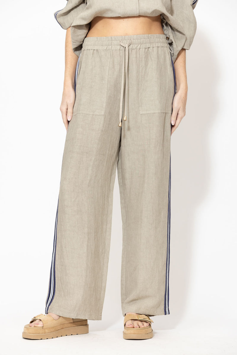 Natural Washed Linen Drawstring Pant