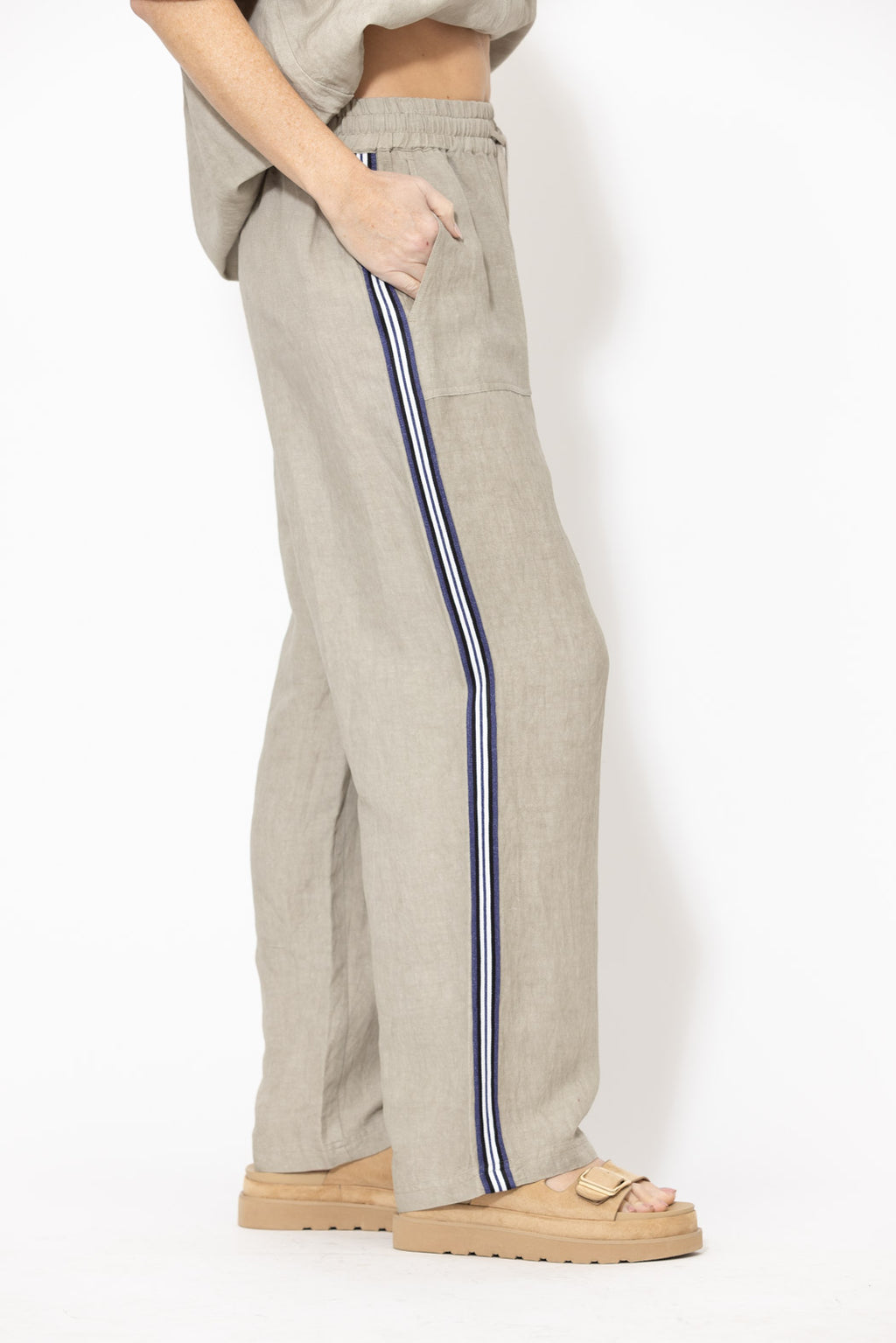 Natural Washed Linen Drawstring Pant