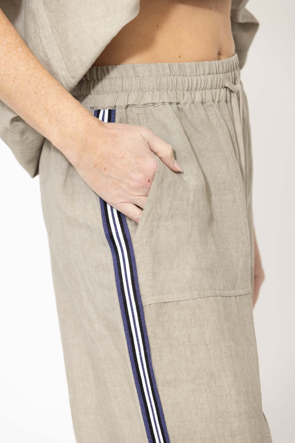 Natural Washed Linen Drawstring Pant