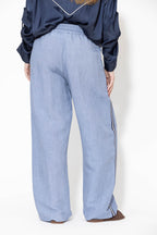 Cornflower Washed Linen Drawstring Pant