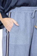Cornflower Washed Linen Drawstring Pant