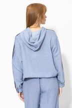 Cornflower Washed Linen Hooded Jacket
