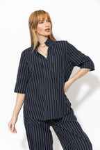 Navy Linen Oversized Blogger Shirt
