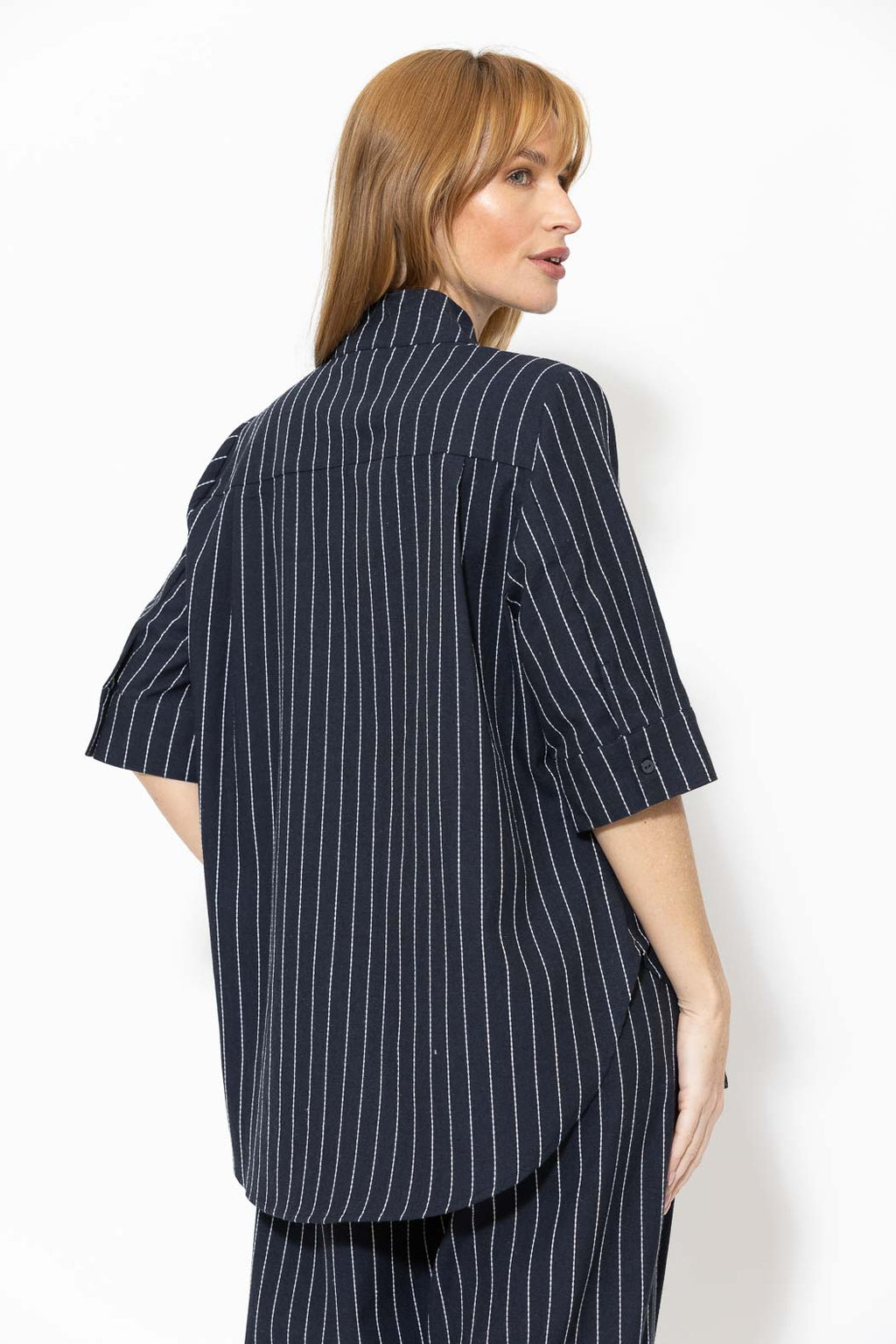 Navy Linen Oversized Blogger Shirt