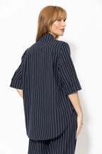 Navy Linen Oversized Blogger Shirt