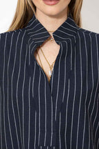 Navy Linen Oversized Blogger Shirt