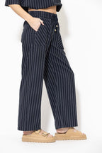 Navy Linen Drawstring Pant