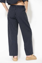 Navy Linen Drawstring Pant