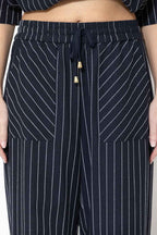 Navy Linen Drawstring Pant