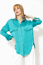 Teal Glow Trench Shirt