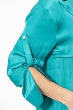 Teal Glow Trench Shirt
