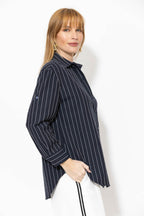 Navy Linen Boyfriend Shirt
