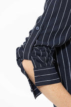 Navy Linen Boyfriend Shirt