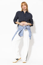 Navy Linen Boyfriend Shirt