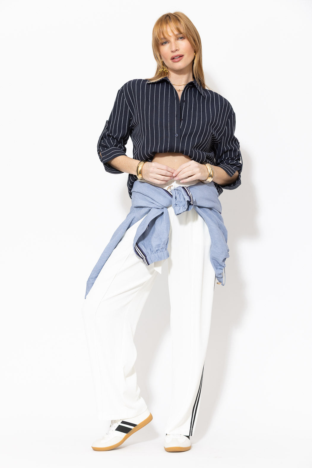 Navy Linen Boyfriend Shirt