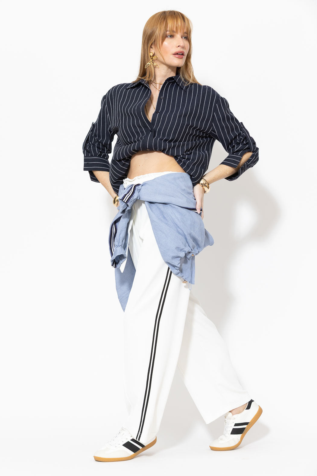Navy Linen Boyfriend Shirt
