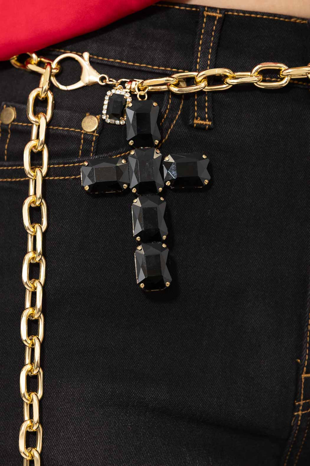 Black Cross Chain Belt