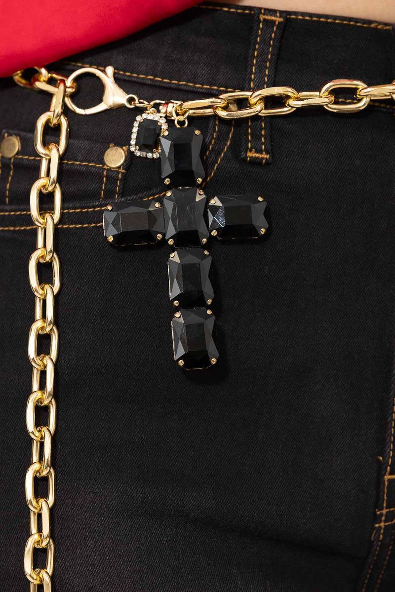 Black Cross Chain Belt