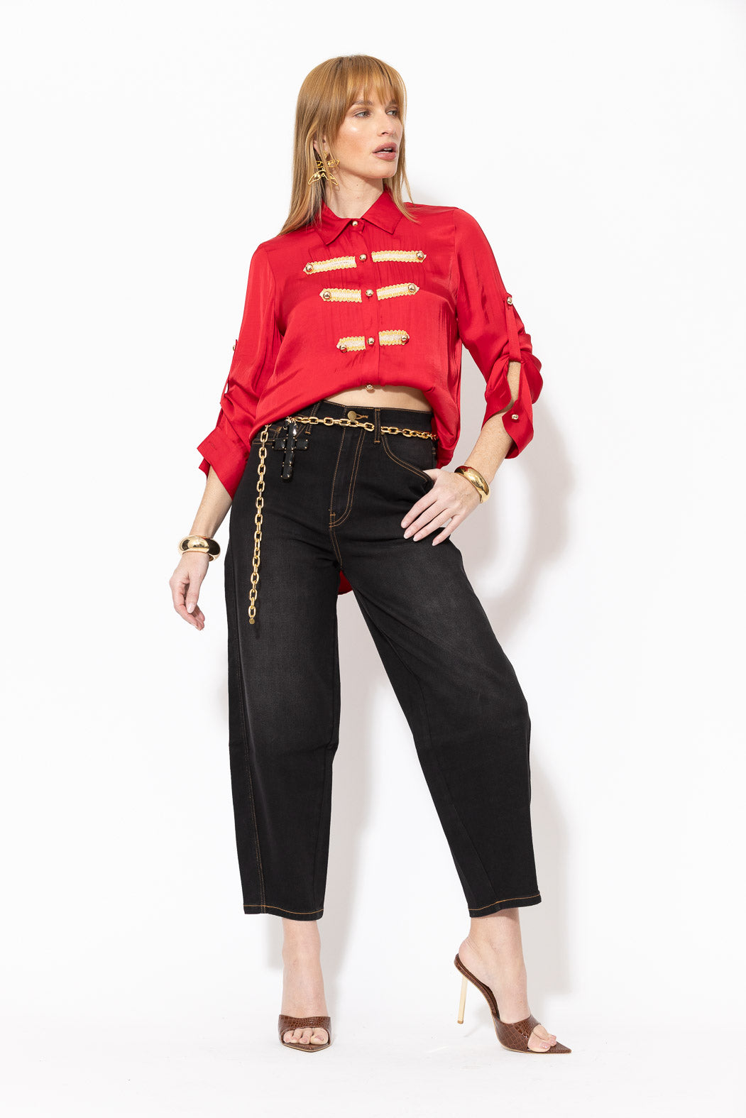 Black Cross Chain Belt