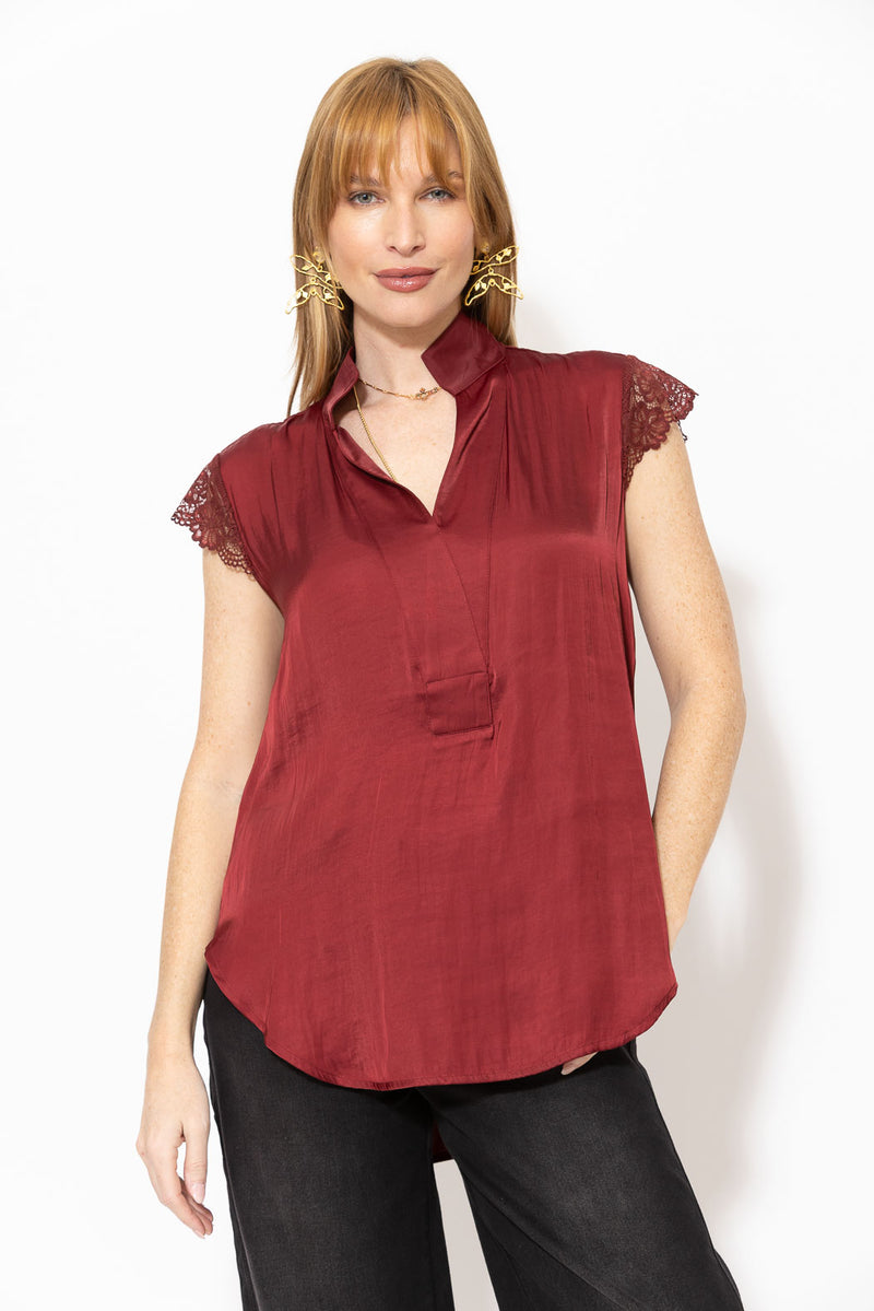 Burgundy Glow Lace Blogger Shirt