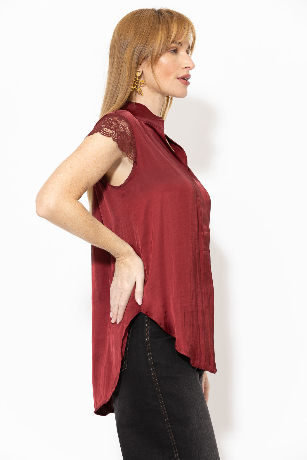 Burgundy Glow Lace Blogger Shirt