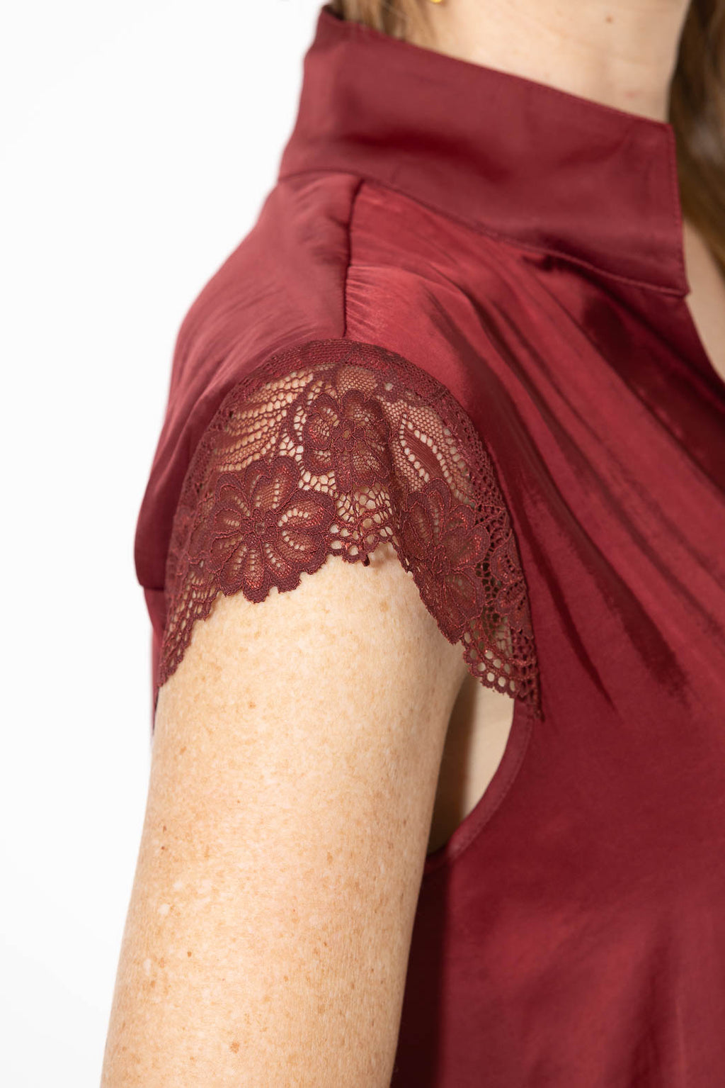 Burgundy Glow Lace Blogger Shirt