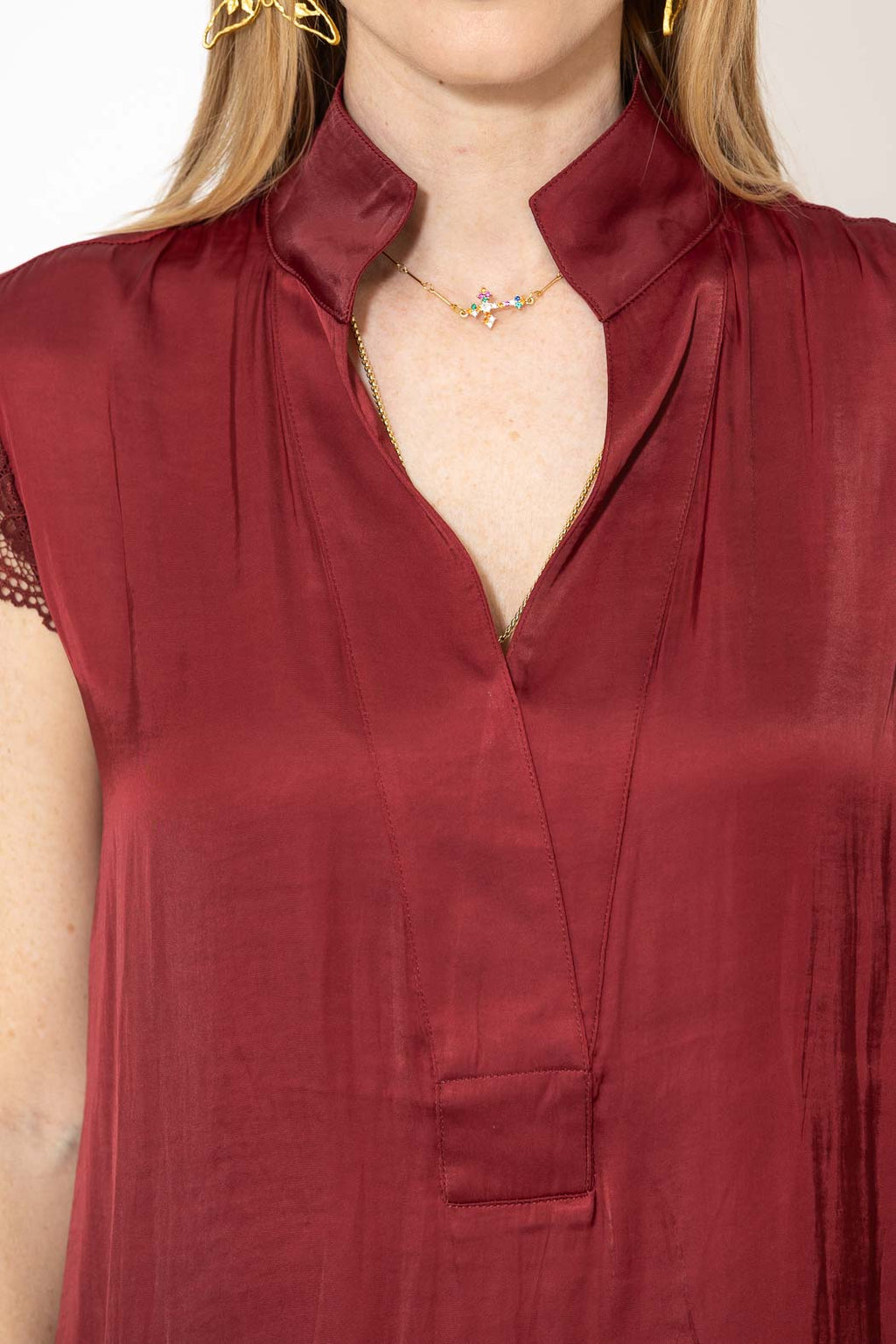 Burgundy Glow Lace Blogger Shirt
