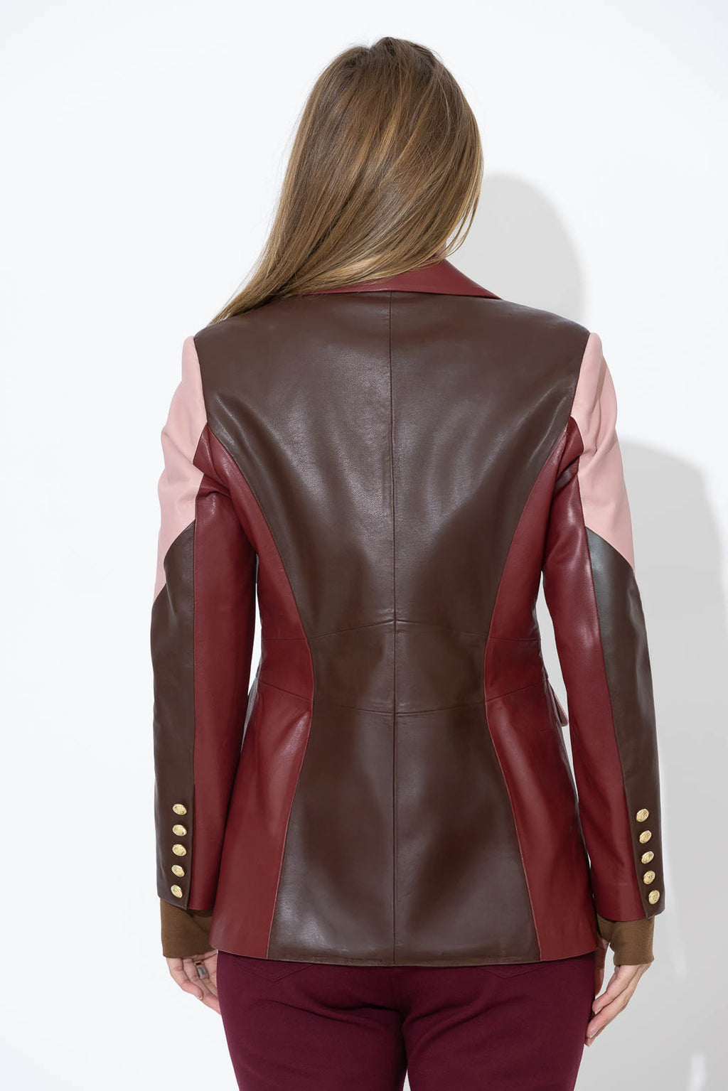 Choc/Pink Faux Leather Mia Blazer