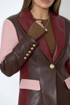 Choc/Pink Faux Leather Mia Blazer