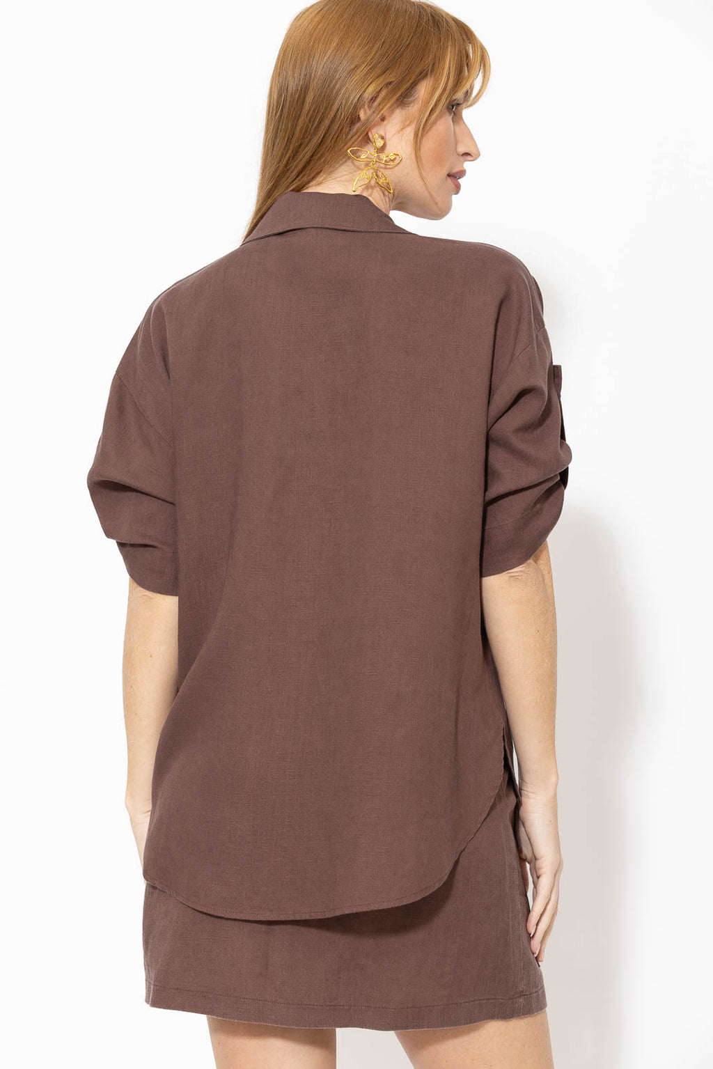 Chocolate Washed Linen Naples Shirt