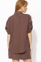 Chocolate Washed Linen Naples Shirt