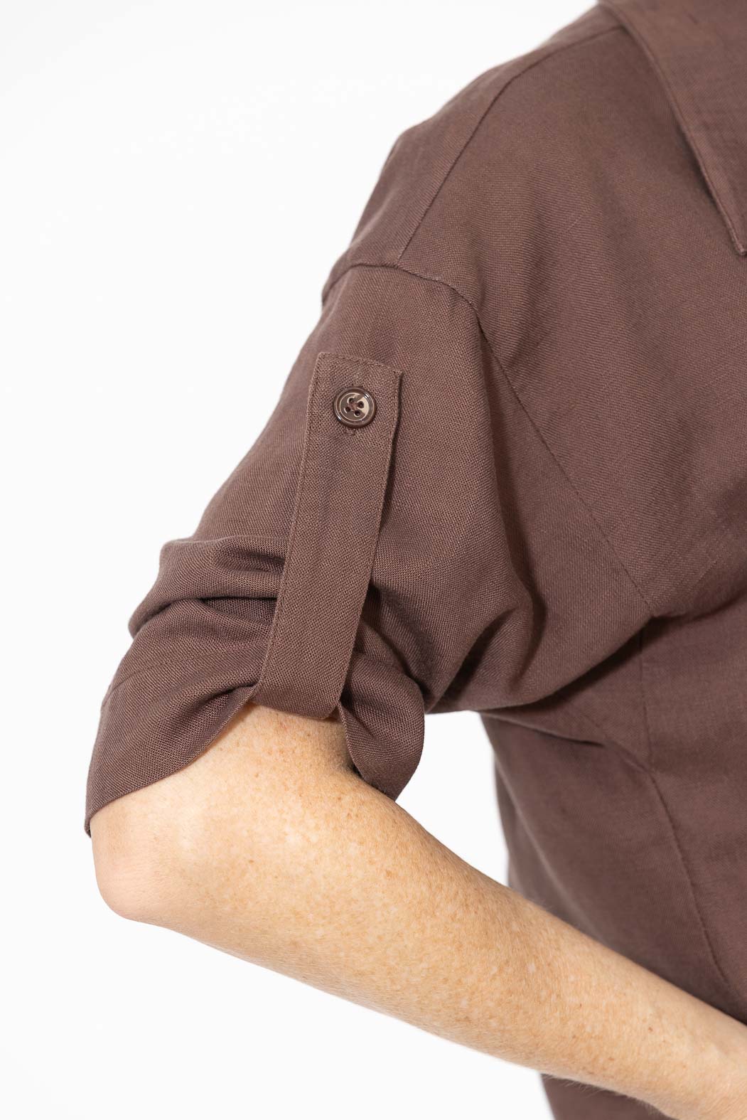Chocolate Washed Linen Naples Shirt