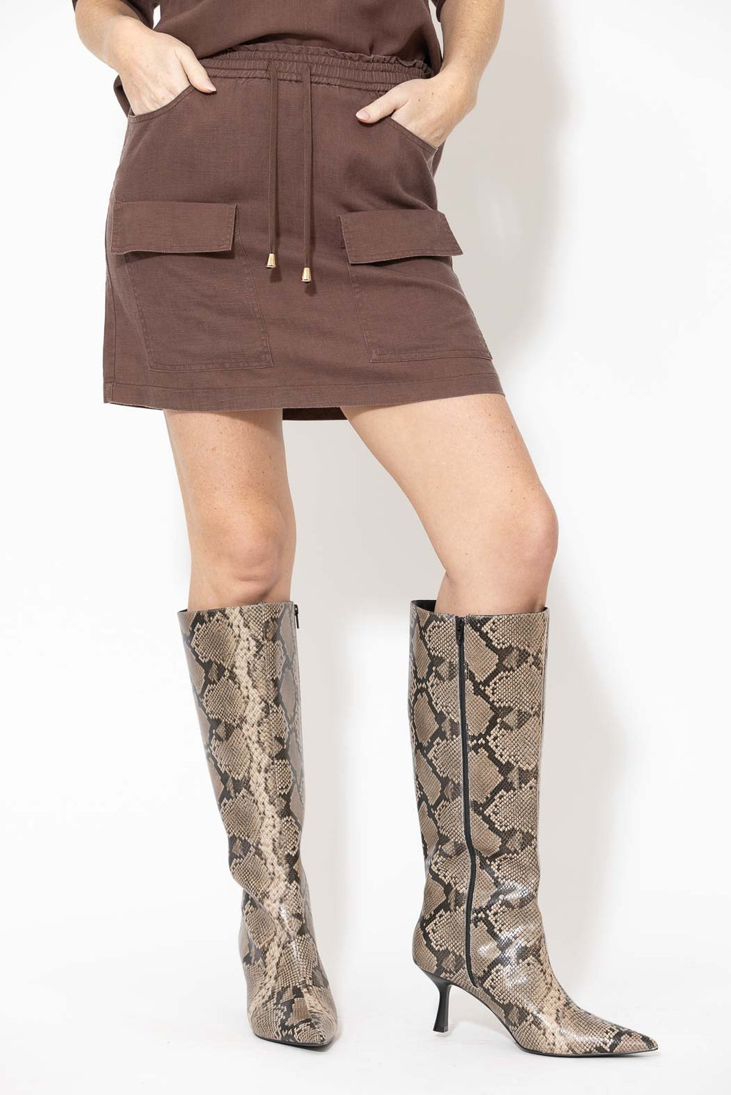 Chocolate Washed Linen Naples Skirt